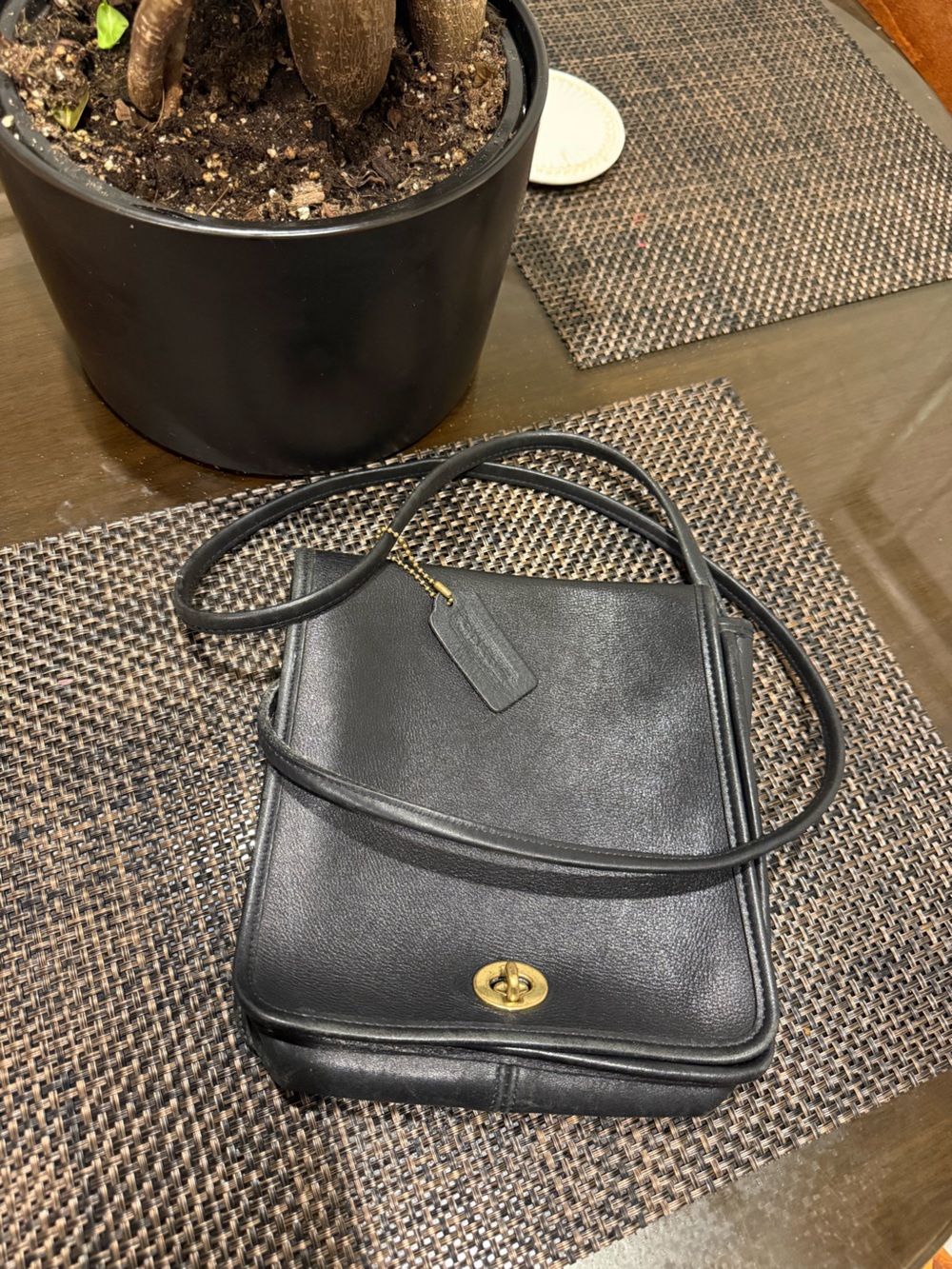 Vintage Black Leather Coach Crossbody /satchelShoulder Bag - Classic Women's Bag